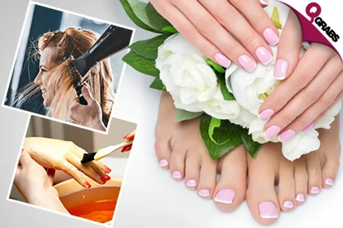 From QR95 Relax with Mani & Pedi OR Paraffin Treatment OR Hair wash & Blowdry! (Up to QR315 Value)